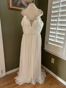 Anne lee White Size 16 Plus Size Holiday Ball Floor Length A-line Dress on Queenly