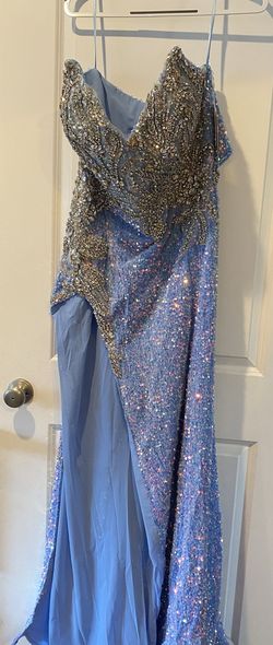 Style PS23645 Portia and Scarlett Blue Size 24 Black Tie Prom Pageant Side slit Dress on Queenly