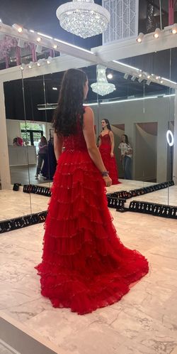 Style 56157 Sherri Hill Red Size 2 56157 Train Dress on Queenly