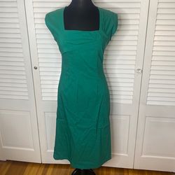 Bettie Page Green Size 16 Cap Sleeve Sunday Best Sleeves Midi Cocktail Dress on Queenly