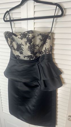 Style 7409 Eden Black Size 8 Wednesday Flare Strapless Cocktail Dress on Queenly