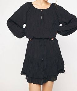 Style 1-1138435487-3236 entro Black Size 4 Ruffles Long Sleeve Wednesday Cocktail Dress on Queenly