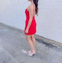 Style 1-1261179764-2901 line and dot Red Size 8 Summer Tall Height Sorority Cocktail Dress on Queenly