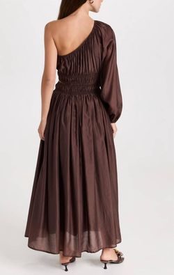 Style 1-1315859355-3471 MOON RIVER Brown Size 4 One Shoulder Straight Dress on Queenly