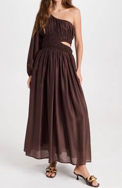 Style 1-1315859355-3471 MOON RIVER Brown Size 4 Floor Length Jersey Tall Height Straight Dress on Queenly