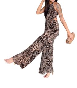 Style 1-1690632234-2791 Aakaa Brown Size 12 Floor Length Halter Jumpsuit Dress on Queenly