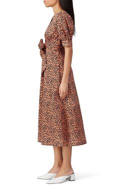 Style 1-1705499377-8056-1 Love Whit by Whitney Port Brown Size 16 Tall Height Print V Neck Free Shipping Cocktail Dress on Queenly