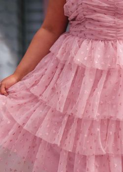 JessaKae Pink Size 8 Ruffles Cap Sleeve Floor Length Straight Dress on Queenly