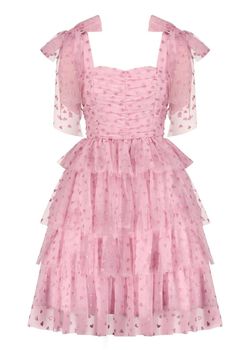 JessaKae Pink Size 8 Ruffles Cap Sleeve Floor Length Straight Dress on Queenly