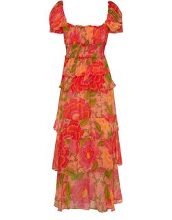 Style 1-1901839317-3775 FARM RIO Pink Size 16 Floral Square Neck Free Shipping Floor Length Straight Dress on Queenly