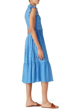 Style 1-1901975301-5650-1 Draper James Blue Size 12 High Neck Silk Print Tall Height Cocktail Dress on Queenly