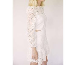 Style 1-1977981536-3011 LUCY PARIS White Size 8 Bachelorette Tall Height Sorority Lace Cocktail Dress on Queenly