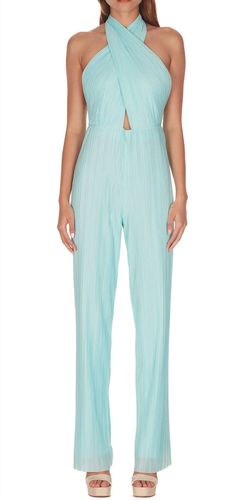 Style 1-2089849579-3775 Amanda Uprichard Blue Size 16 Floor Length Shiny Jumpsuit Dress on Queenly