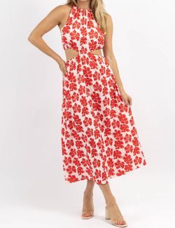Style 1-2096271839-2696 SUNDAYUP Red Size 12 Floral Free Shipping Polyester Cocktail Dress on Queenly