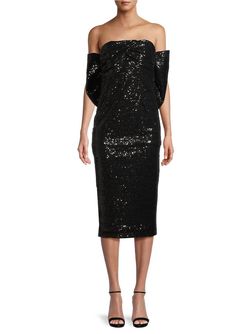 Style 1-2291133708-1901 TOCCIN Black Size 6 Sequined Cocktail Dress on Queenly