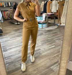Style 1-2547010107-3472 Cloud Ten Brown Size 4 Floor Length Tall Height Jumpsuit Dress on Queenly