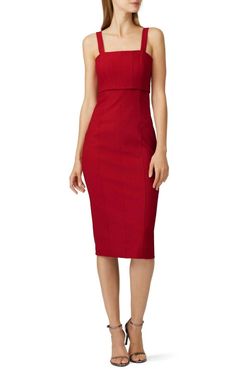 Style 1-2547203147-4818-1 cinq a sept Red Size 4 Straight Tall Height Polyester Cocktail Dress on Queenly