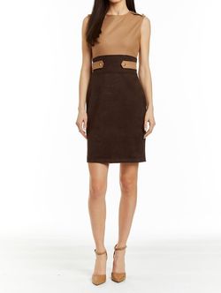 Style 1-2757880480-3236 DREW Brown Size 4 Suede Summer Cocktail Dress on Queenly