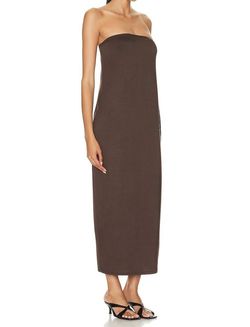 Style 1-285033326-2901 Enza Costa Brown Size 8 Strapless Free Shipping Floor Length Straight Dress on Queenly
