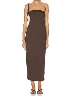 Style 1-285033326-2901 Enza Costa Brown Size 8 Jersey Straight Dress on Queenly