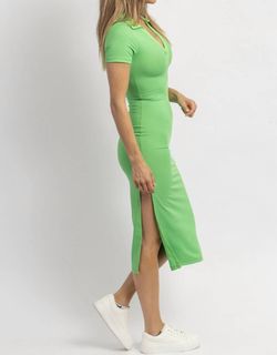 Style 1-2961323285-2696 SUNDAYUP Green Size 12 V Neck Jersey High Neck Plus Size Cocktail Dress on Queenly