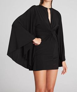 Style 1-2986674860-1901 HALSTON HERITAGE Black Size 6 Polyester Mini Cape Free Shipping Cocktail Dress on Queenly