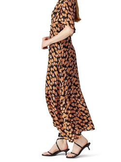Style 1-3041745411-5674-1 VEDA Orange Size 8 Print V Neck Mini Straight Dress on Queenly