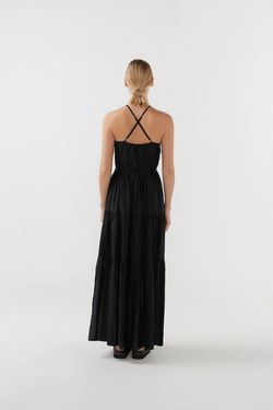 Style 1-3118099892-3011 Bird & Knoll Black Tie Size 8 V Neck Free Shipping Floor Length Straight Dress on Queenly