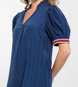 Style 1-3140562304-3460 THML Blue Size 4 Casual Sleeves V Neck Cocktail Dress on Queenly