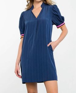Style 1-3140562304-3460 THML Blue Size 4 Navy Free Shipping Sleeves Cocktail Dress on Queenly