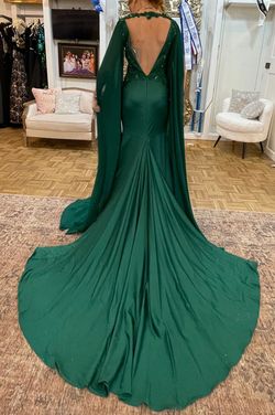 Style 8420 Rachel Allan Green Size 2 Jersey Tall Height Mermaid Dress on Queenly