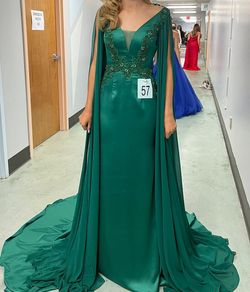 Style 8420 Rachel Allan Green Size 2 Pageant Jersey Mermaid Dress on Queenly