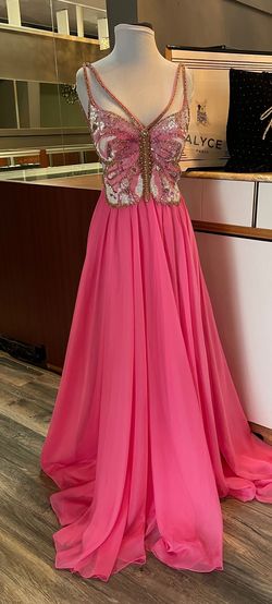 Sherri Hill Pink Size 2 Jersey Tall Height Plunge A-line Dress on Queenly
