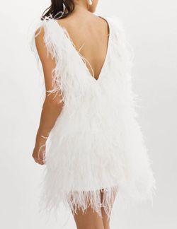 Style 1-345549195-2901 LAMARQUE White Size 8 Feather Tall Height Free Shipping Sorority Rush Cocktail Dress on Queenly