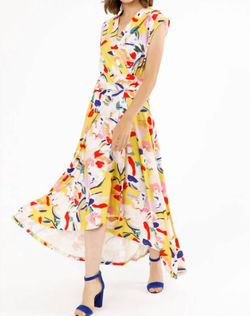 Style 1-3639743305-2791 ISLE by Melis Kozan Yellow Size 12 Floral Straight Dress on Queenly