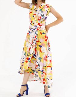 Style 1-3639743305-3471 ISLE by Melis Kozan Yellow Size 4 Free Shipping Military Floral Straight Dress on Queenly