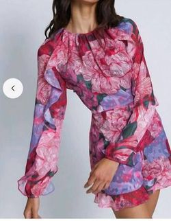 Style 1-4181114679-2168 hutch Pink Size 8 Long Sleeve Floral Jumpsuit Cocktail Dress on Queenly