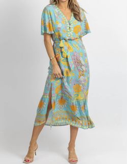 Style 1-4193696922-2696 SUNDAYUP Blue Size 12 Floral Belt Cocktail Dress on Queenly