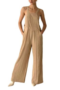 Style 1-543758972-2696 THE RANGE Nude Size 12 Tall Height Floor Length Plus Size Jumpsuit Dress on Queenly