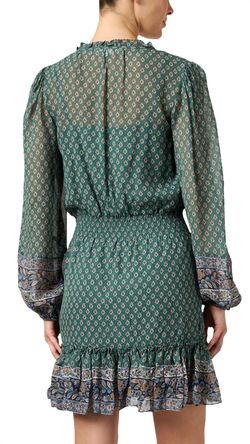 Style 1-557900909-3440 Veronica Beard Green Size 8 Silk Print Mini Cocktail Dress on Queenly