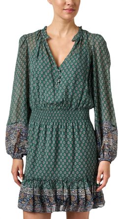 Style 1-557900909-3440 Veronica Beard Green Size 8 Silk Print Mini Cocktail Dress on Queenly