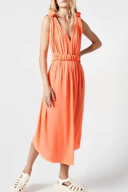Style 1-631224224-2901 Smythe Orange Size 8 Coral Tall Height Belt Cocktail Dress on Queenly