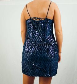 Style 1-704027815-2901 Franco Blue Size 8 Sorority Rush Sorority Velvet Free Shipping Mini Cocktail Dress on Queenly