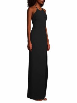Style 1-842669541-98 LIKELY Black Size 10 Polyester Side Slit Straight Dress on Queenly
