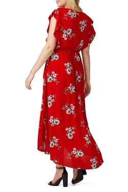 Style 1-895688461-5674-1 City Chic Red Size 8 Tall Height Floral Cocktail Dress on Queenly