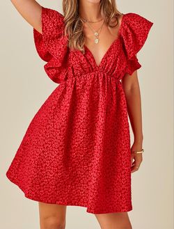 Style 1-929226837-2791 day + moon Red Size 12 Sleeves Floral Cocktail Dress on Queenly