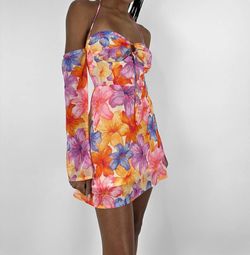Style 1-955989364-3471 Runaway the Label Orange Size 4 Summer Casual Halter Cocktail Dress on Queenly