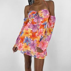 Style 1-955989364-3471 Runaway the Label Orange Size 4 Summer Casual Halter Cocktail Dress on Queenly