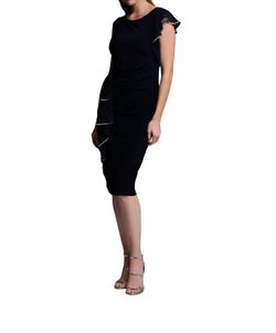 Style 1-960194125-1901 Joseph Ribkoff Black Size 6 Sheer Polyester Cocktail Dress on Queenly