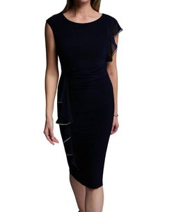 Style 1-960194125-1901 Joseph Ribkoff Black Size 6 Tall Height Free Shipping Polyester Cocktail Dress on Queenly